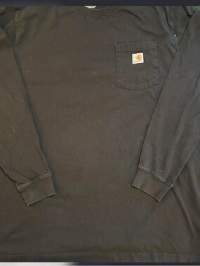 Carhartt Black Long-Sleeve Pocket Tee with Logo Patch